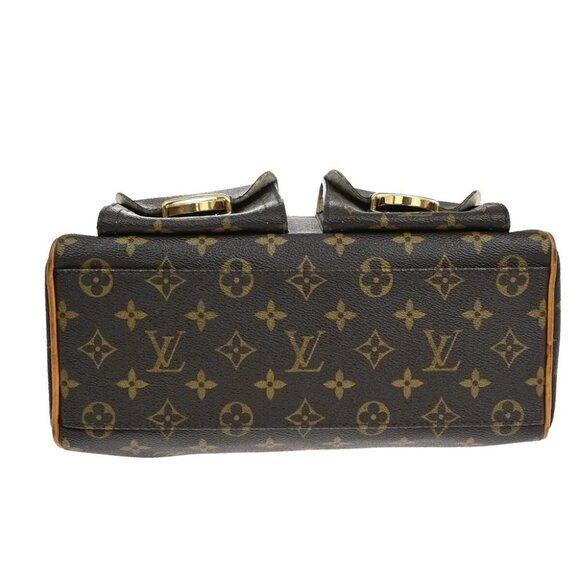LOUIS VUITTON Manhattan PM Hand Bag Monogram Leather Brown Gold - Picture 5 of 16